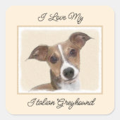 イタリアンGreyhound絵画 s – かわいいオリジナルドッグアート スクエアシール (正面)
