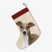 イタリアンGreyhound絵画 s – かわいいオリジナルドッグアート スモールクリスマスストッキング (裏面 (吊り時))
