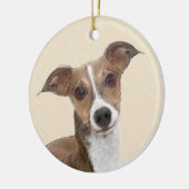 イタリアンGreyhound絵画 s – かわいいオリジナルドッグアート セラミックオーナメント (左)