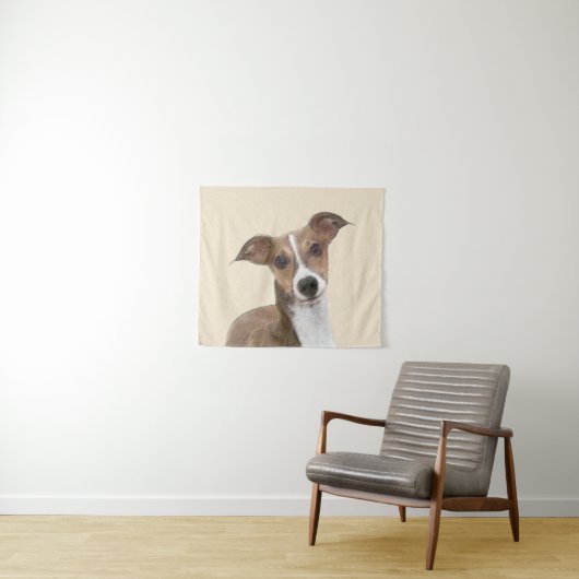 イタリアンGreyhound絵画 s – かわいいオリジナルドッグアート タペストリー (インサイチュ(横))