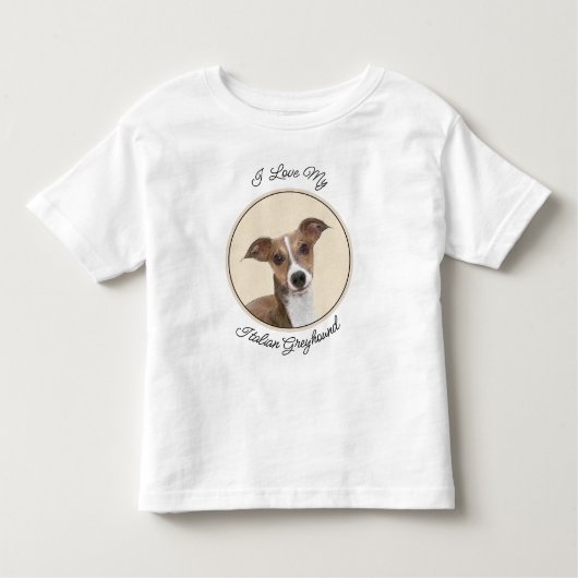 イタリアンGreyhound絵画 s – かわいいオリジナルドッグアート トドラーTシャツ (正面)
