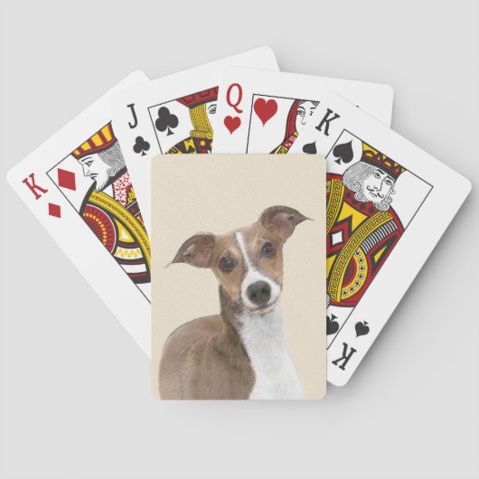 イタリアンGreyhound絵画 s – かわいいオリジナルドッグアート トランプ (裏面)