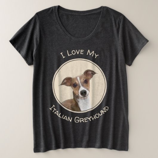イタリアンGreyhound絵画 s – かわいいオリジナルドッグアート プラスサイズTシャツ (デザイン正面)