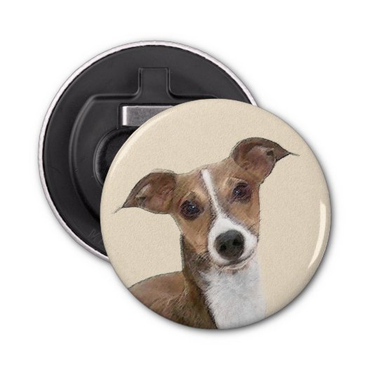 イタリアンGreyhound絵画 s – かわいいオリジナルドッグアート 栓抜き (正面)