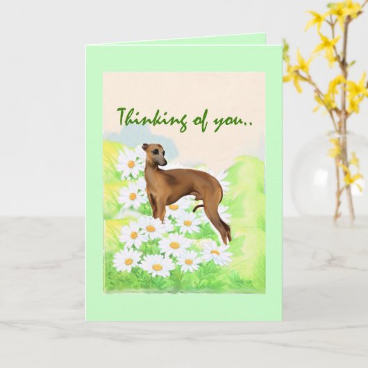 イタリアンGreyhound考え: カード (黄色い花)