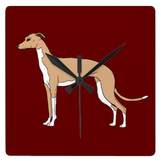イタリアンGreyhound – 青い子犬 スクエア壁時計
