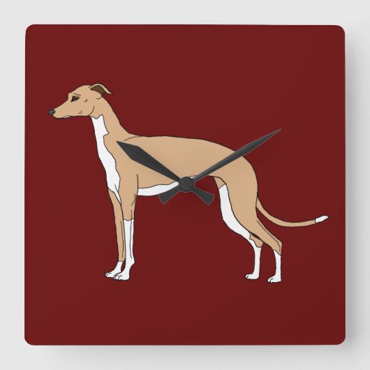 イタリアンGreyhound – 青い子犬 スクエア壁時計 (正面)