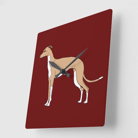 イタリアンGreyhound – 青い子犬 スクエア壁時計 (傾斜)