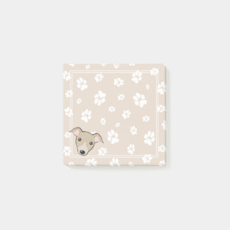 イタリアンGreyhound Cute cartoon Paw prints Beige ポストイット