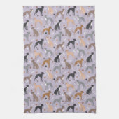 イタリアンGreyhound Dog Bones and Paws キッチンタオル (縦)