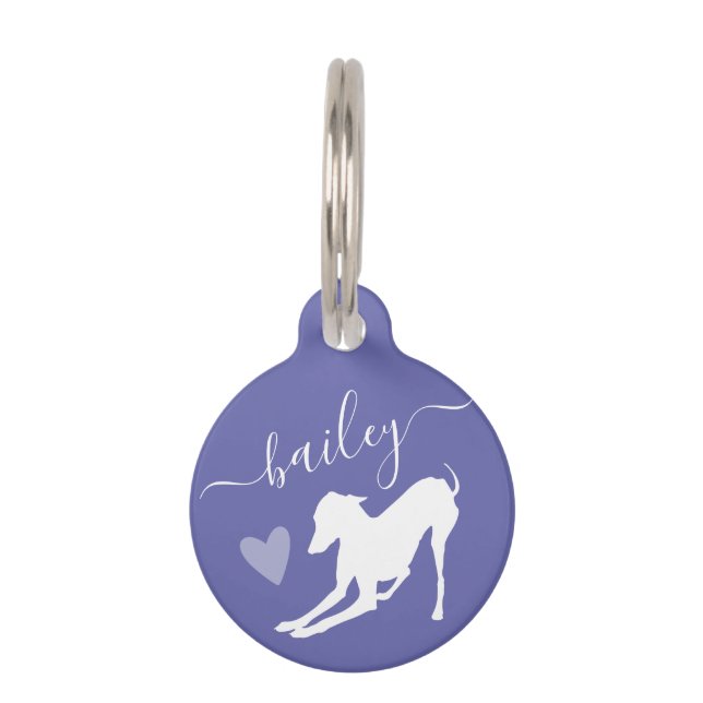 イタリアンGreyhound Dog Silhouette Name Periwinkle ペット　ネームタグ (正面)