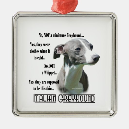 イタリアンGreyhound FAQ Keychain メタルオーナメント (正面)