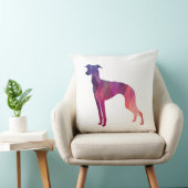 イタリアンGreyhound Geo Pattern Silhouette – ピンク クッション (椅子)