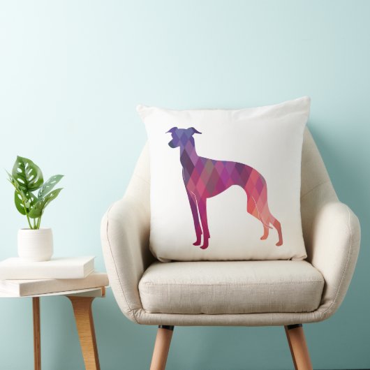 イタリアンGreyhound Geo Pattern Silhouette – ピンク クッション (椅子)