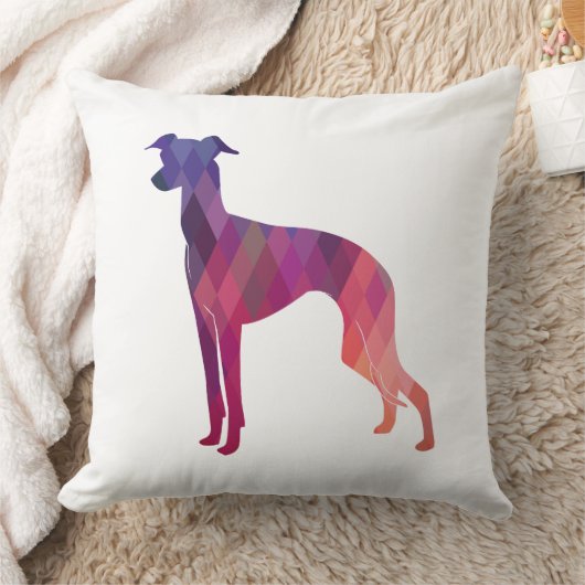 イタリアンGreyhound Geo Pattern Silhouette – ピンク クッション (ブランケット)