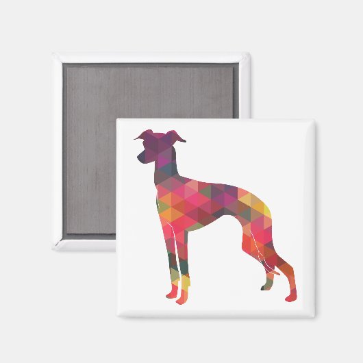イタリアンGreyhound Geo Pattern Silhouette - 数々の マグネット (正面/裏面)
