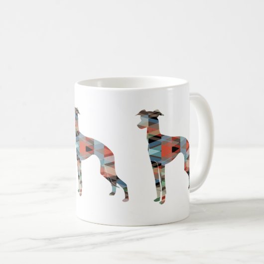 イタリアンGreyhound Geo Pattern Silhouette - Plaid コーヒーマグカップ (正面右)