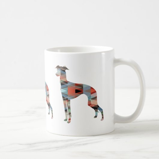 イタリアンGreyhound Geo Pattern Silhouette - Plaid コーヒーマグカップ (右)