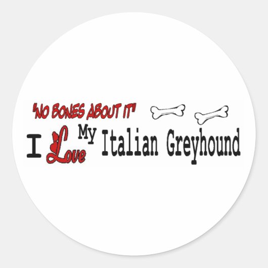 イタリアンGreyhound (I Love)ステッカー ラウンドシール (正面)