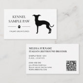 イタリアンGreyhound Silhouette – ドッグブリーダー 名刺 (正面/裏面)