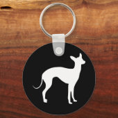 イタリアンGreyhound White on Black キーホルダー (正面)