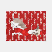 イタリアンGreyhound with Dog's Name Pet フリースブランケット (正面(横))