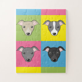 イタリアンGreyhoundsかわいい漫画カラフルアポップ・アートのート ジグソーパズル