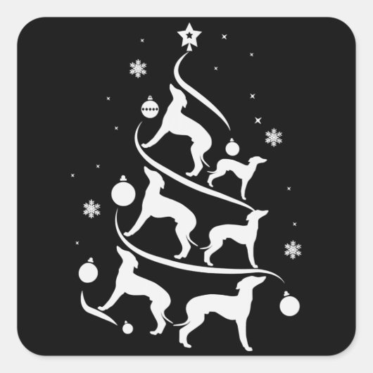 イタリアンgreyound christmas tree dog lover スクエアシール (正面)