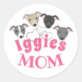 イタリアンgreyound Iggy Dog momかわいい漫画おもしろい漫画 ラウンドシール (正面)