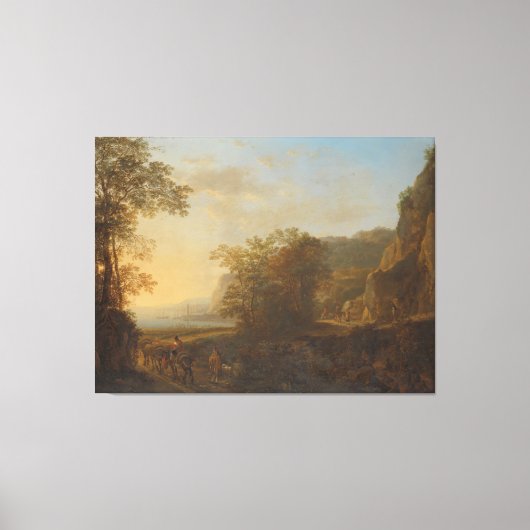 イタリアンJan Bot、港の景色を望む風景 キャンバスプリント (正面)