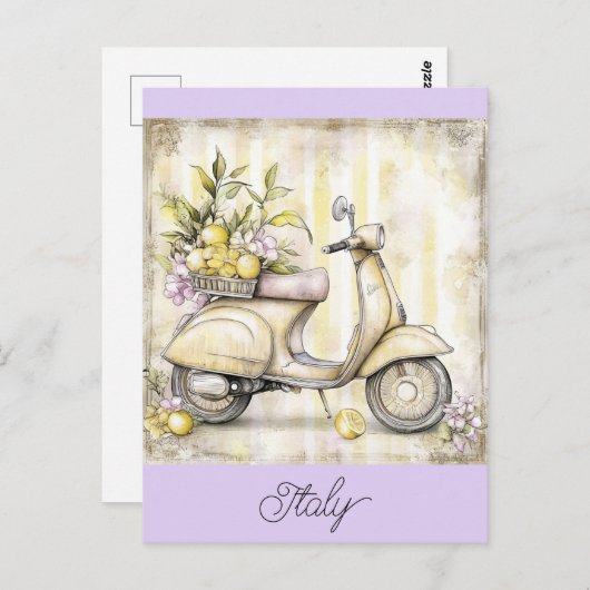イタリアヴィンテージイタリアンベスパスクーターレモントラベル ポストカード (正面/裏面)