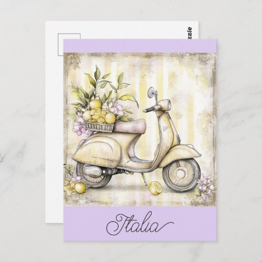 イタリアヴィンテージベスパスクーター旅行 ポストカード (正面/裏面)