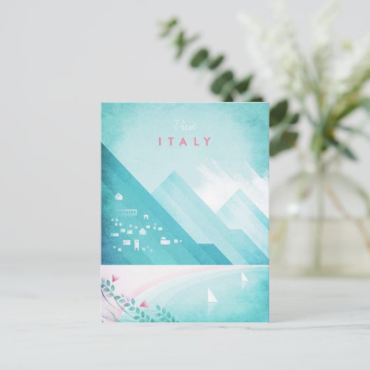 イタリアヴィンテージ旅行ポスター – アートポストカード ポストカード (スタンド正面)