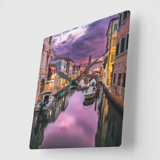 イタリアヴェネツィアカナルアクリルウォールクロック スクエア壁時計 (傾斜)