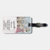 イタリアヴェネツィアトラベルピンクグレー鳩ガールスケッチ ラゲッジタグ (裏面横)