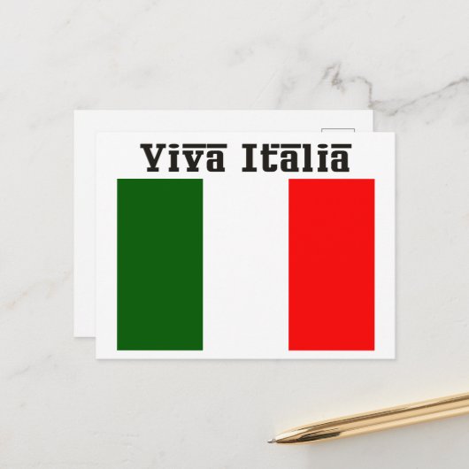 イタリア万歳とイタリア国旗 ポストカード (正面/裏面インサイチュ)
