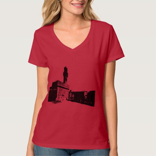 イタリア中部フィレンツェのシニョリーア広場 Tシャツ (正面)