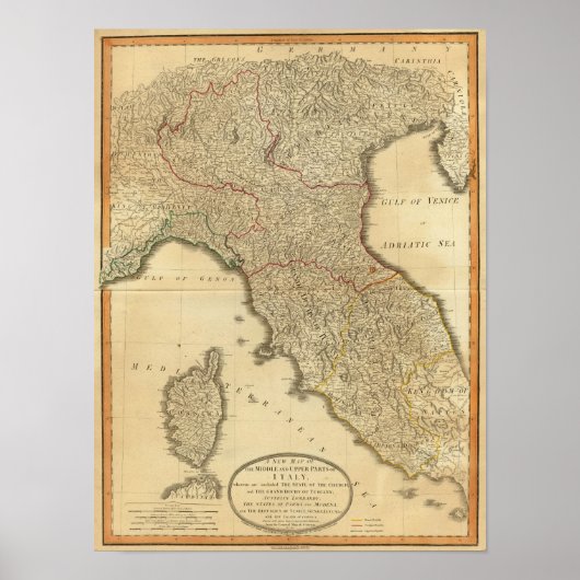 イタリア中部、上部 ポスター (正面)