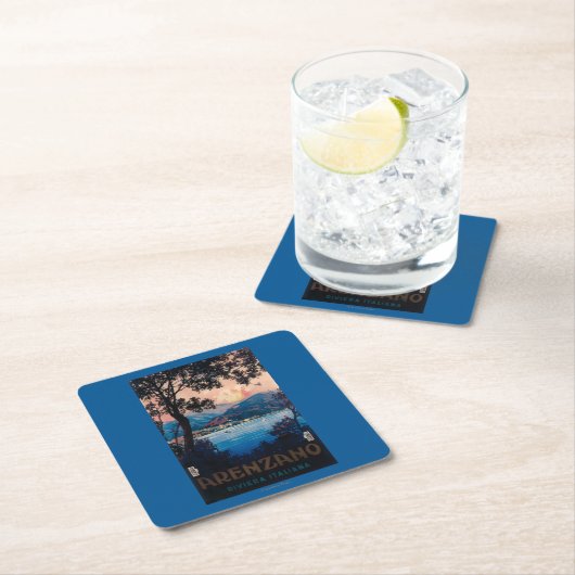 イタリア人のリビエラ旅行ポスター スクエアペーパーコースター (インサイチュ)