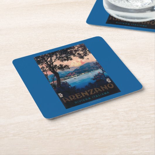イタリア人のリビエラ旅行ポスター スクエアペーパーコースター (アングル)