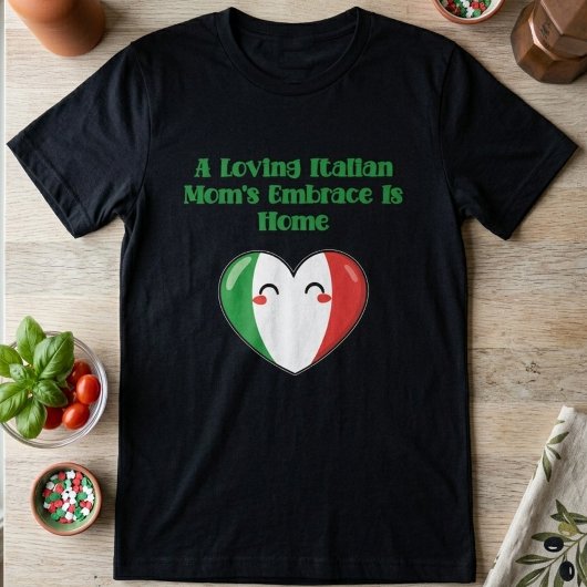 イタリア人の愛情あふれる母の抱擁が家であるデザイン Tシャツ