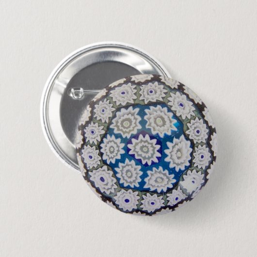 イタリア人のMillefioreガラスの文鎮 缶バッジ (正面&裏面)