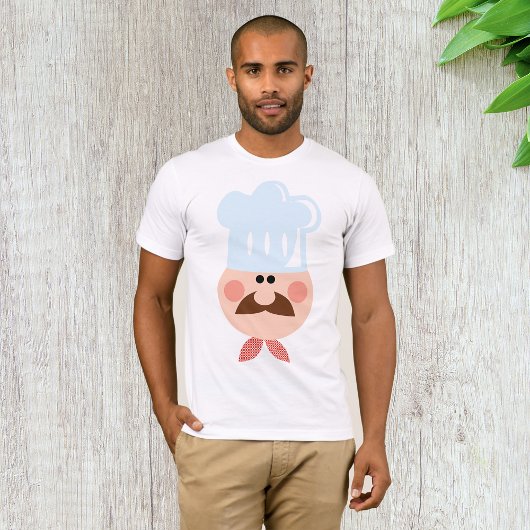 イタリア人シェフの顔 ひげと帽子 Tシャツ