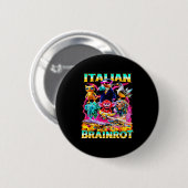 イタリア人脳炎ミームキャラクター手描きデザイン 缶バッジ (正面&裏面)