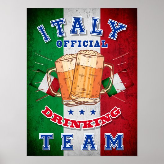 イタリア公式の飲みチーム。ビールおもしろい ポスター (正面)