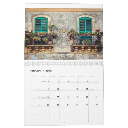 イタリア北カスタマイズ南年 カレンダー (2月 2026)