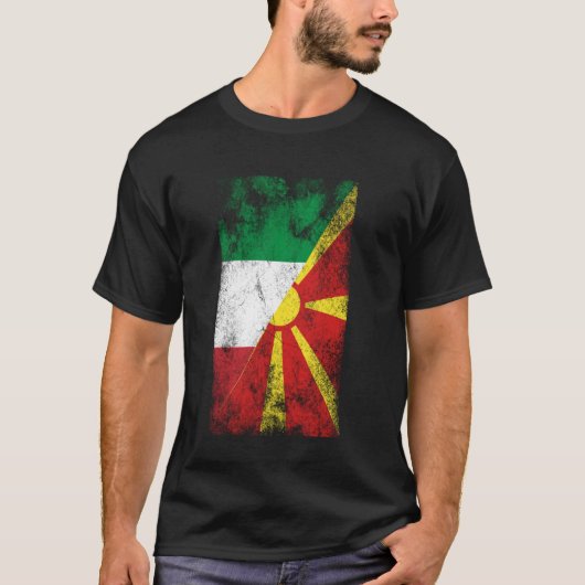 イタリア北マケドニア国旗 – マケイタリアンドニア Tシャツ (正面)