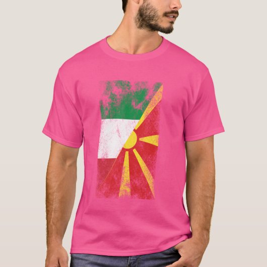 イタリア北マケドニア国旗 – マケイタリアンドニア Tシャツ (正面)