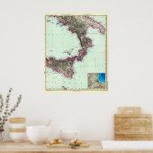 イタリア南部とマルタの地図（1891年） ポスター (キッチン)
