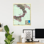 イタリア南部とマルタの地図（1891年） ポスター (ホームオフィス)